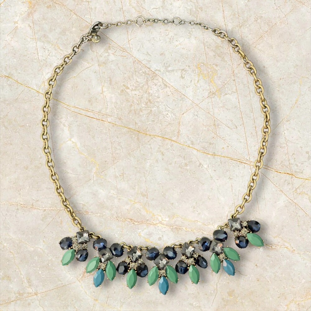 J Crew - Blue/Green Enamel with Rhinestone Necklace